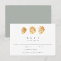 Watercolor Seashell Elegant Minimal Wedding RSVP
