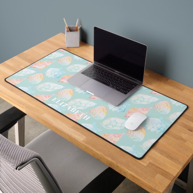 Watercolor Seashell Name Desk Mat  (Office 2)