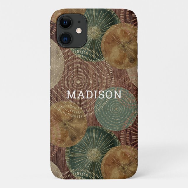 Watercolor Seashell Nautical Wooden Personalised Case-Mate iPhone Case (Back)