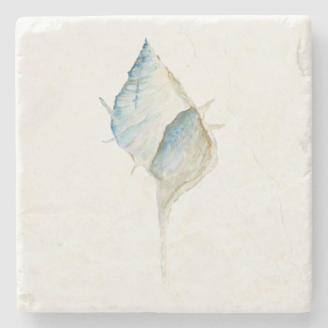 Watercolor Seashell Stone Coaster (Front)