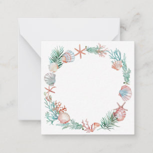 Watercolor Seashell Wreath Coastal Frame Design Card