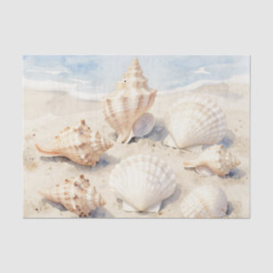 Watercolor Seashells Beach Scene Tissue Paper