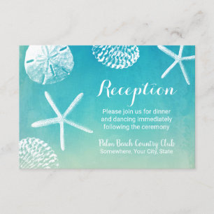Watercolor Seashells Beach Wedding Reception Enclosure Card