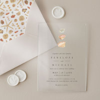 Watercolor Seashells Elegant Minimalist Wedding