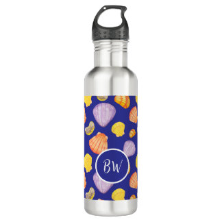 Watercolor Seashells Monogram 710 Ml Water Bottle