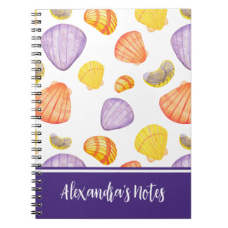 Watercolor Seashells Notebook with Name