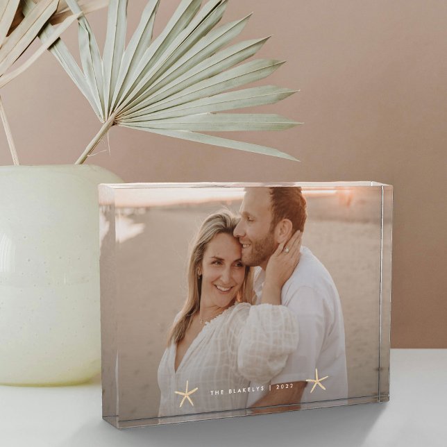 Watercolor Seashells Personalised  Photo Block (Watercolor Seashells Personalized Photo Block)