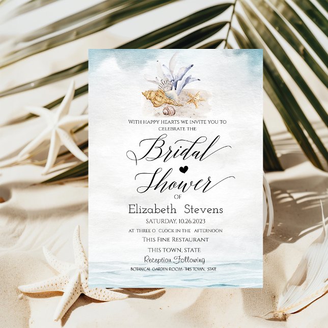 Watercolor Seashells,Sea  Bridal Shower  Invitation (Creator Uploaded)