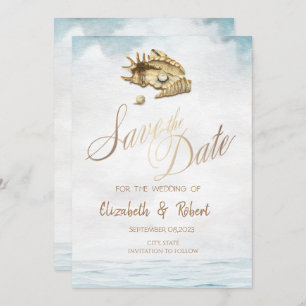 Watercolor Seashells,Sea Save The Date