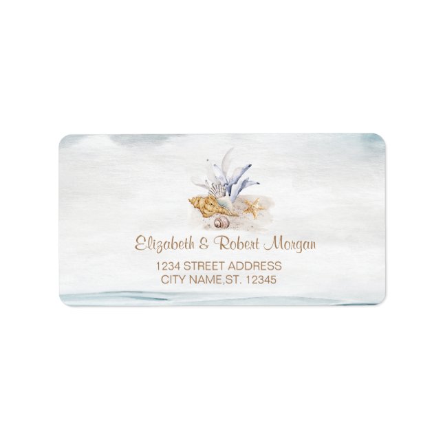 Watercolor Seashells,Sea  Wedding Label (Front)
