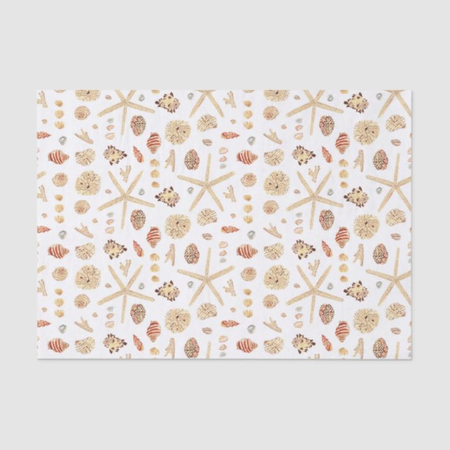 Watercolor Seashells Tissue Paper (Front)