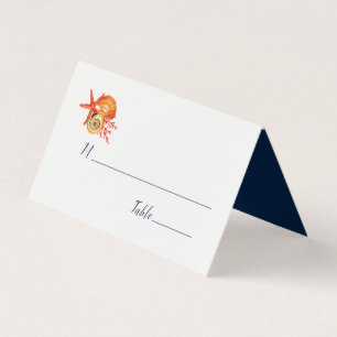 Watercolor seashells wedding place card