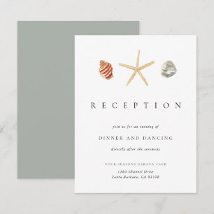 Watercolor Seashells Wedding Reception Enclosure Invitation