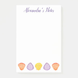Watercolor Seashells with Name Post-it Notes