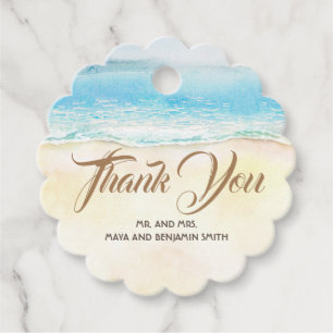 Watercolor Seaside Wedding Thank You Favour Tags