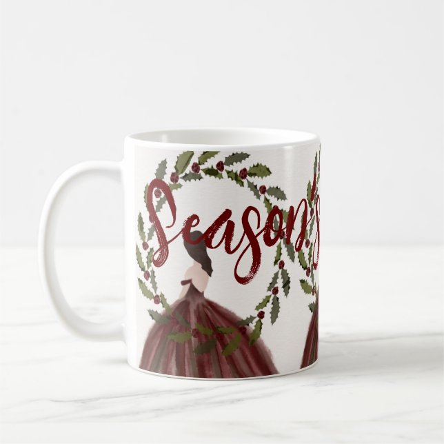 Watercolor Season's Greetings  Coffee Mug (Left)