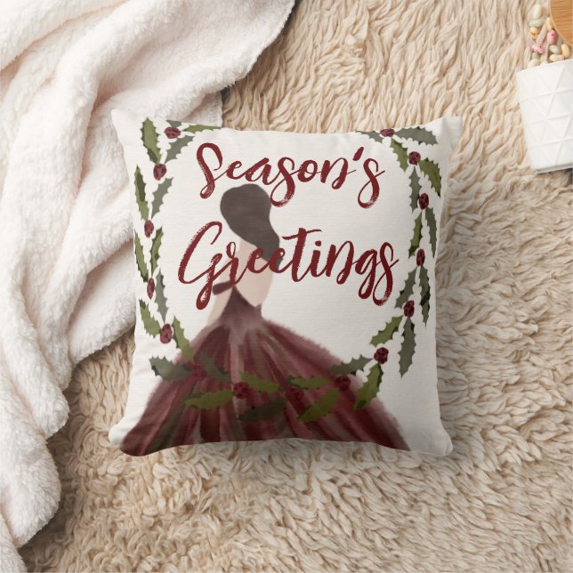 Watercolor Season's Greetings  Cushion (Blanket)