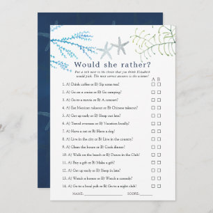 Watercolor Seaweed Beach Themed Bridal Game