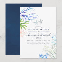 Watercolor Seaweed Beach Themed Wedding Shower