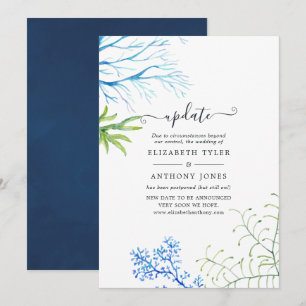 Watercolor Seaweed Beach Themed Wedding Update Invitation