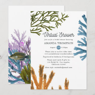 Watercolor Seaweed Virtual Bridal Shower Invitation