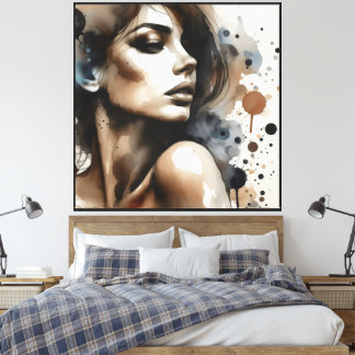 Watercolor Serene Woman - Canvas Print