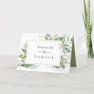 Watercolor Serenity Greenery Geometric Wedding Programme