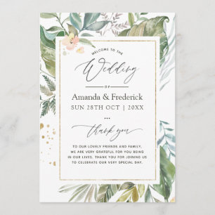Watercolor Serenity Greenery Geometric Wedding Programme