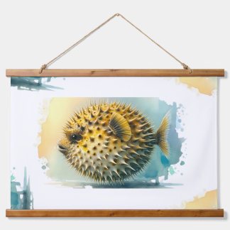 Watercolor Series: Blowfish Hanging Tapestry
