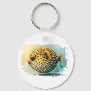 Watercolor Series: Blowfish Key Ring