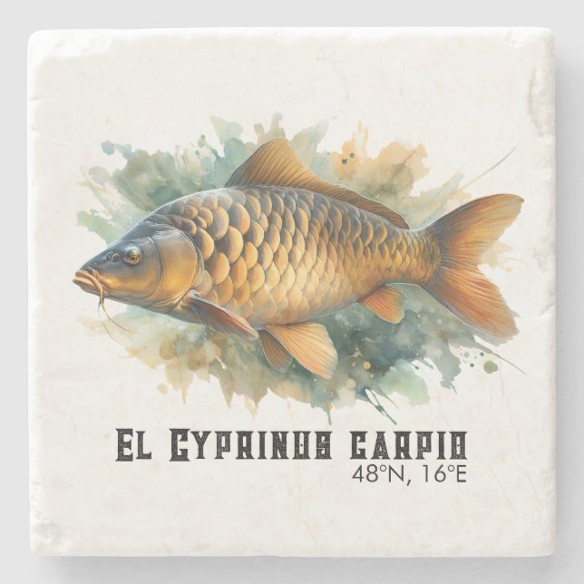 Watercolor Series: Carp Stone Coaster (Front)