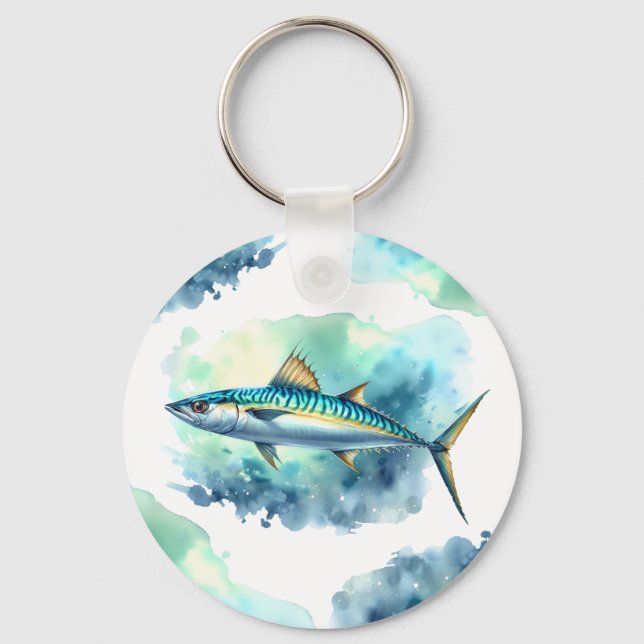 Watercolor Series: Mackerel Key Ring (Front)