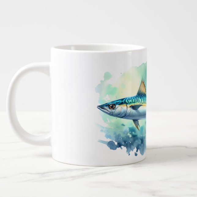 Watercolor Series: Mackerel Large Coffee Mug (Left)