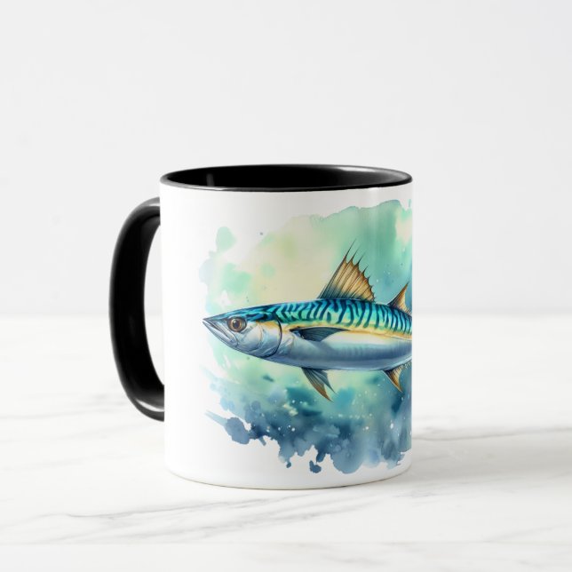 Watercolor Series: Mackerel Mug (Front Left)