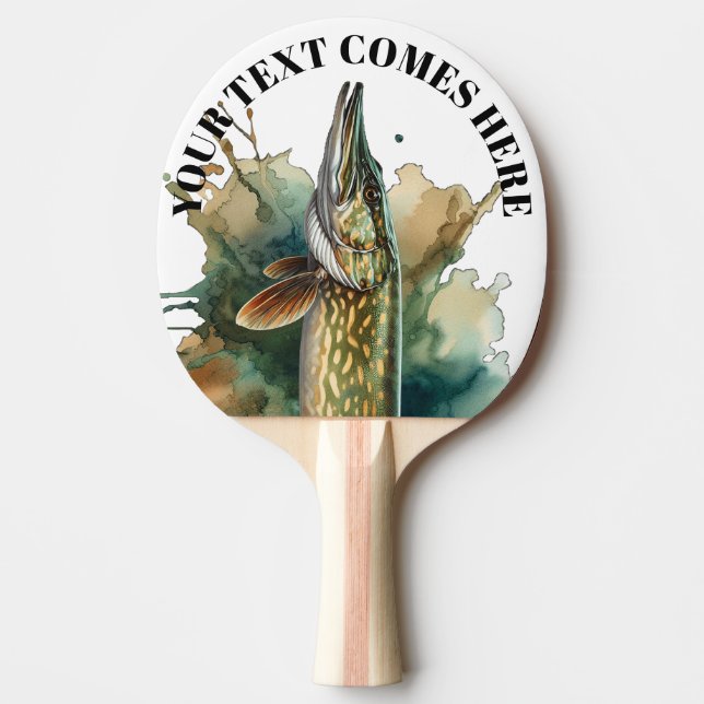 Watercolor Series: Pike Ping Pong Paddle (Front)