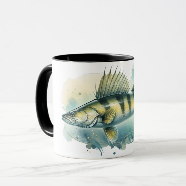 Watercolor Series: Zander/Walleye Mug (Front Left)