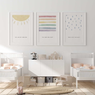 watercolor set of 3 you are my sunshine poster