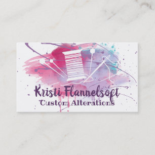 Watercolor sewing notions seamstress business card