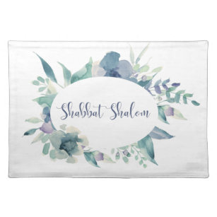 Watercolor Shabbat Shalom Decorative Challah Cover Placemat
