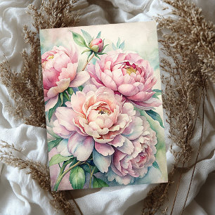 Watercolor shabby chic pink peonies bouquet tissue paper