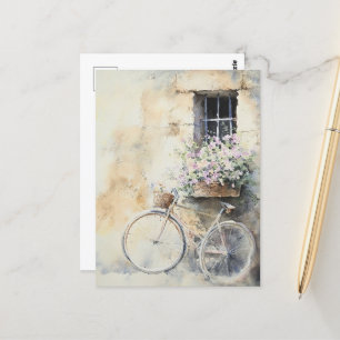 Watercolor Shabby Chic Vintage Bike Postcard