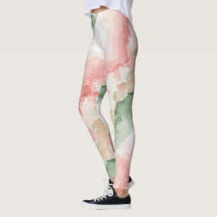 Watercolor shade red green white tricolor Leggings