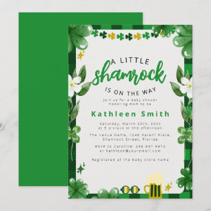 Watercolor Shamrock Baby shower Invitation