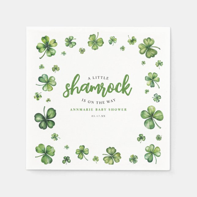 Watercolor Shamrock Baby shower Napkin (Front)