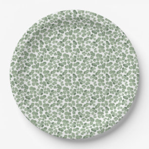 Watercolor Shamrock Clover Patterned Paper Plate