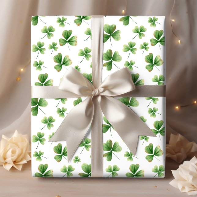 Watercolor Shamrock Pattern Wrapping Paper Sheet (Creator Uploaded)
