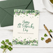 Watercolor Shamrock St Patrick's Card
