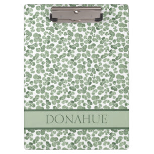 Watercolor Shamrock St. Patrick's Clover Patterned Clipboard