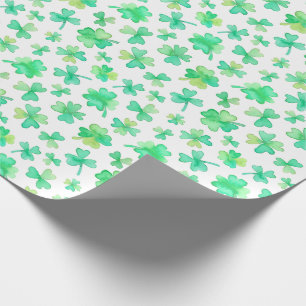 Watercolor Shamrocks green white Wrapping Paper