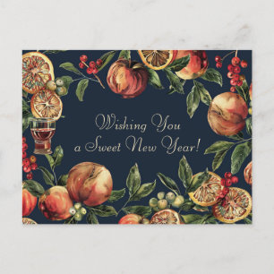 Watercolor Shana Tova - blue & yellow Postcard